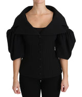 Elegant Black Virgin Wool Mabe