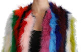 Elegante chaqueta de abrigo largo de plumas multicolor