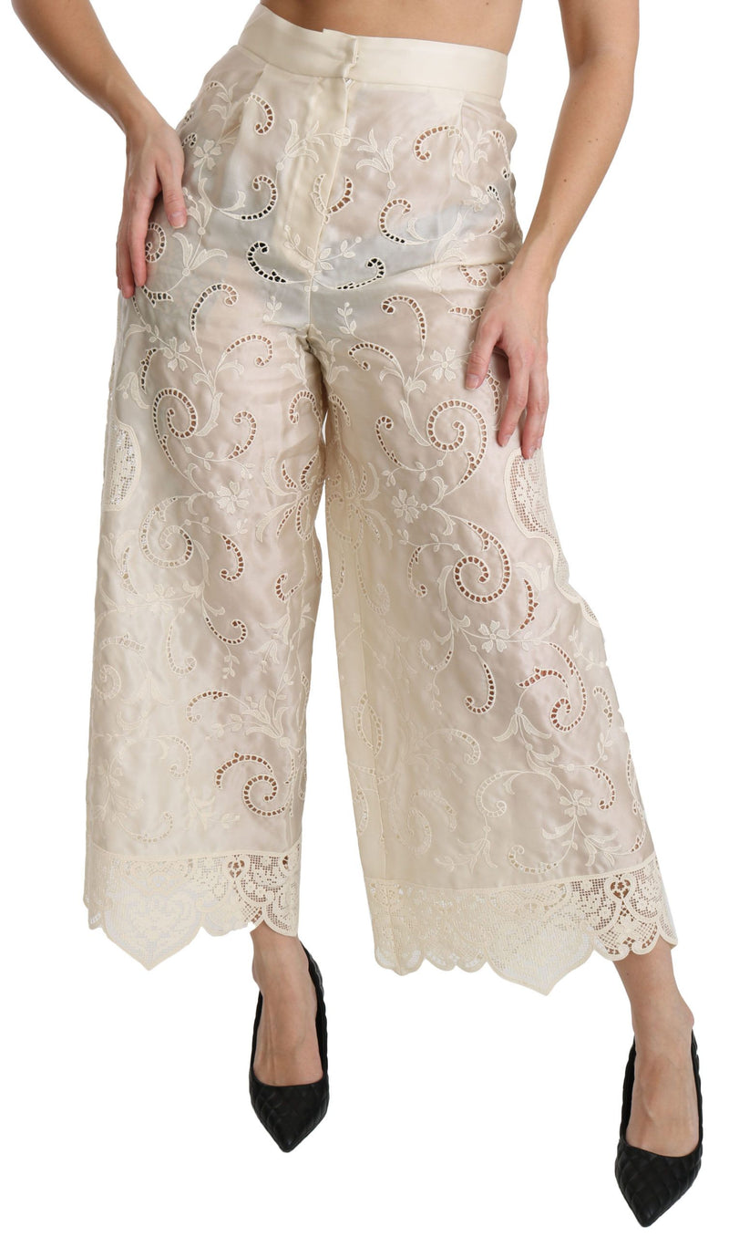 Eleganti pantaloni ritagliati palazzo in vita alta