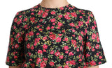 Elegant Black Floral Crew Nou Top