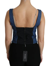 Elegante top bustier sin mangas en azul