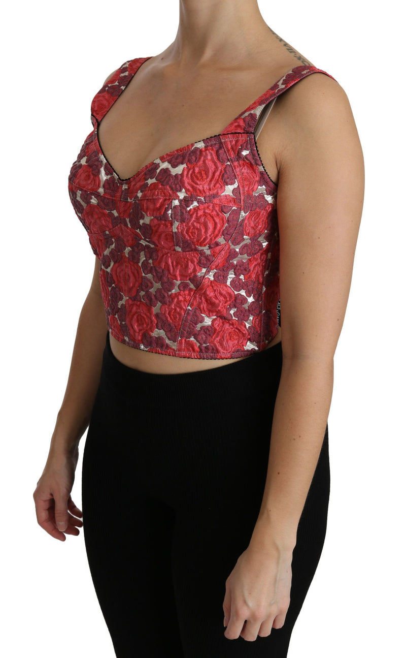 Elegante brocado floral top corto