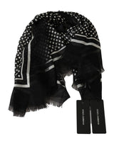 Elegante schwarze Seidenmischung Polka gepunktete Männerschal