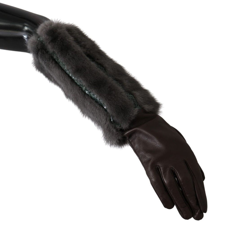 Gants en cuir moyen élégants en marron