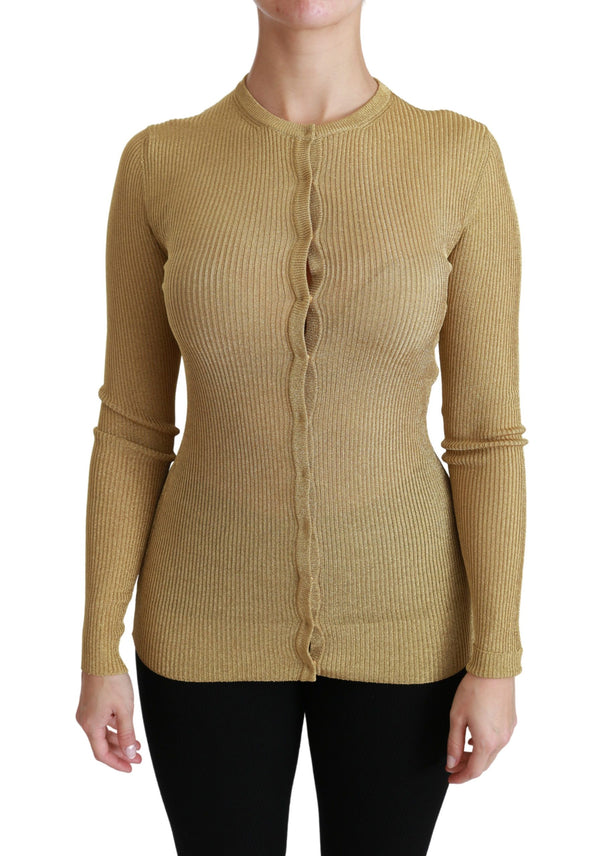 Elegante Langarmgold -Strickjacke