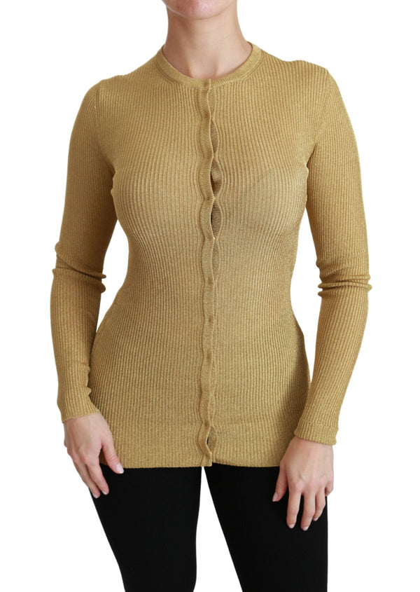 Elegante Langarmgold -Strickjacke