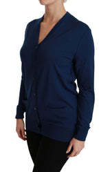 Elegante cardigan di lana viofera blu