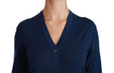 Elegante cardigan di lana viofera blu