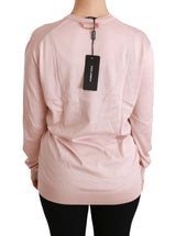 Pink Blumenseide V-Ausschnitt Pullover