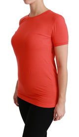 Elegantes rotes Besatzungsmitglied Kurzarm Tee