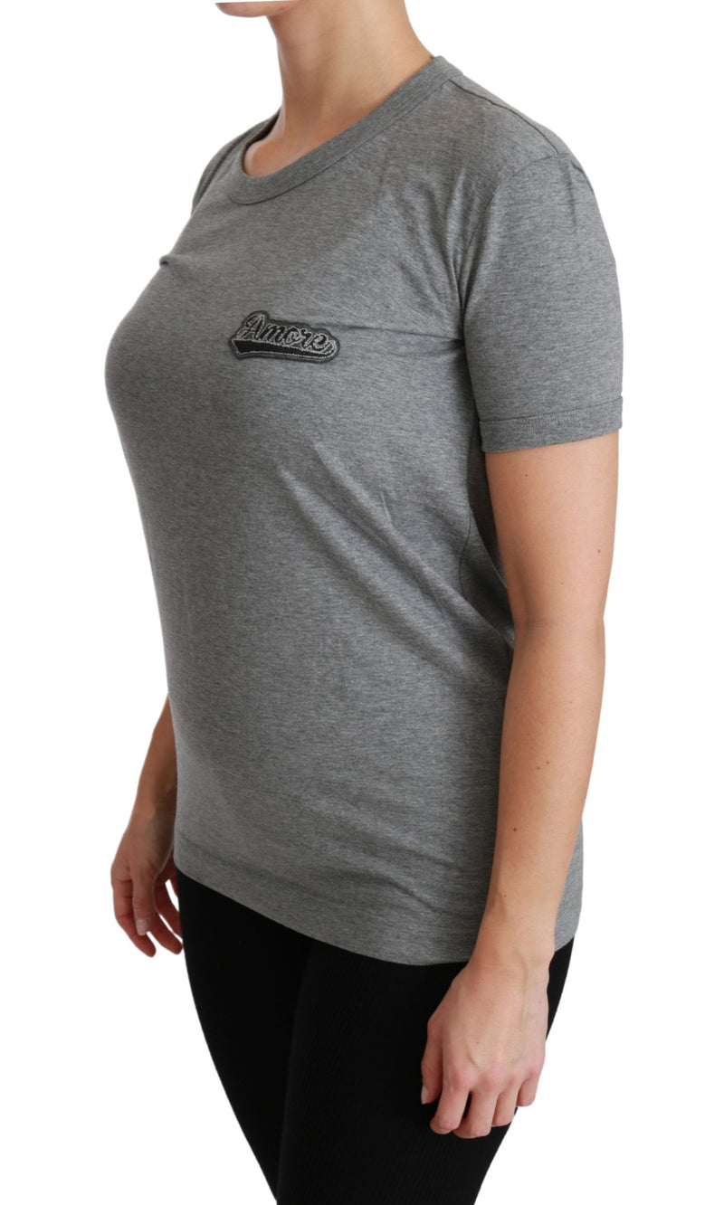 Maglietta chic grigio Amore Patch T -tee