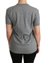 Chic Grey Amore Patch Crewneck T -Shirt