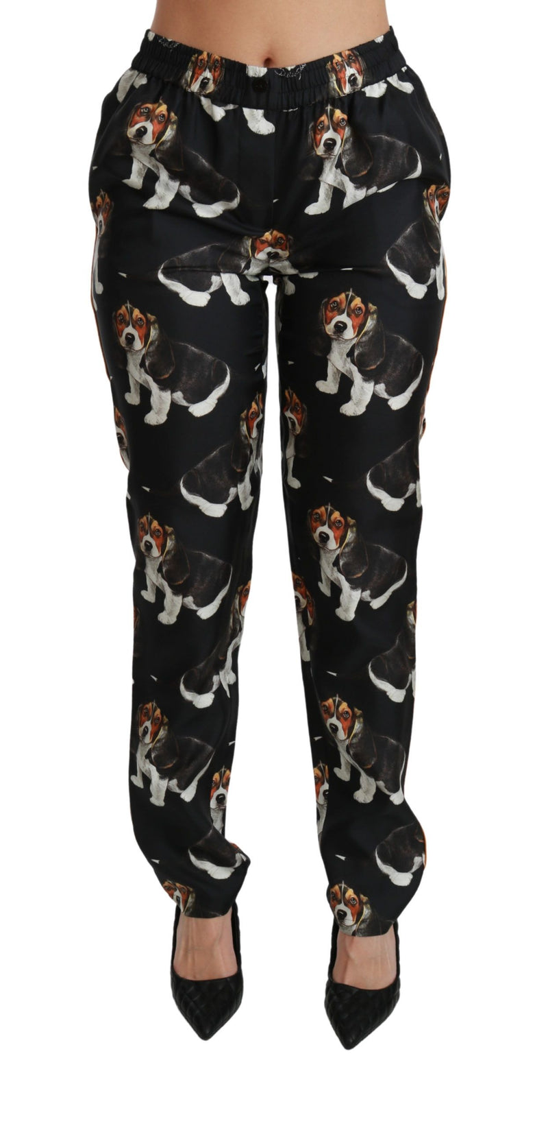 Pantalon imprimé de chien de chiot élégant en soie