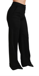 Eleganti pantaloni cashmere svasati in vita alta