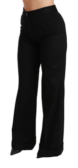 Elegant High Waist Flared Cashmere Pants