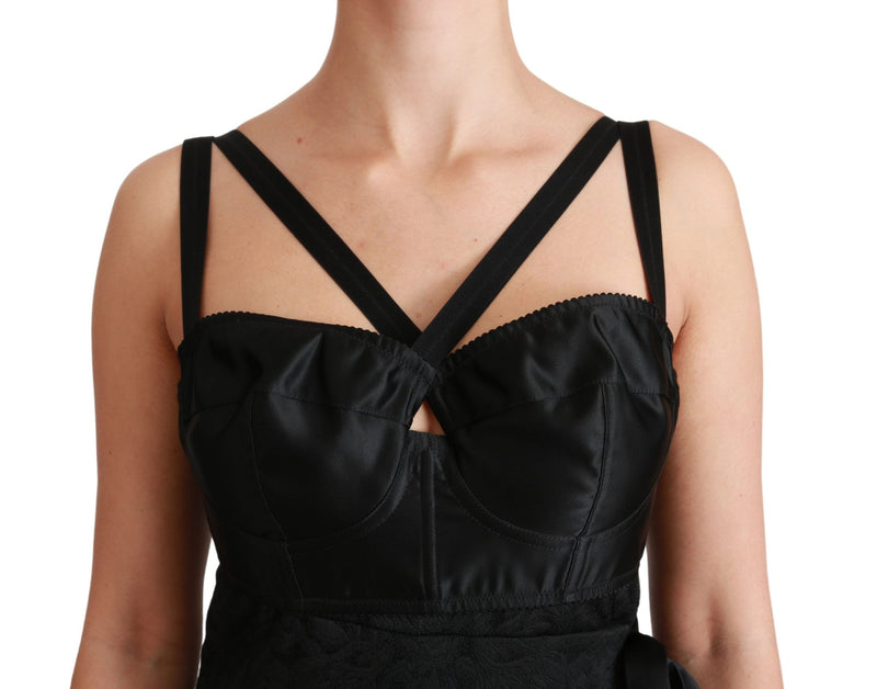 Élégant robe de gaine Jacquard noire noire