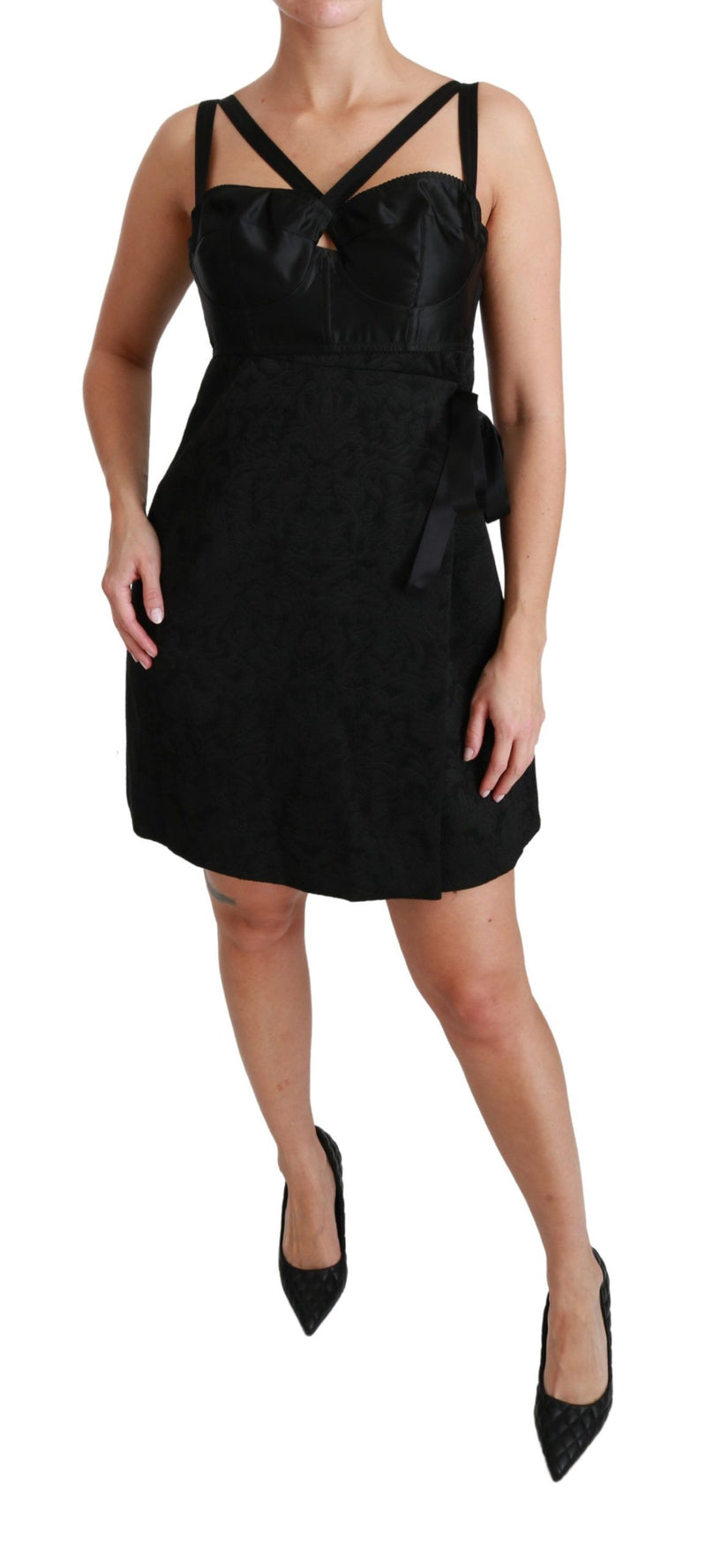 Vestido de vaina Black Jacquard elegante