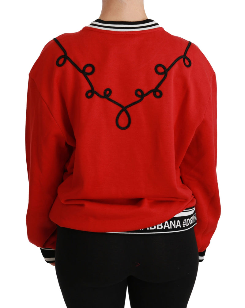 Radiant Red Sequined Crew Neck Sweater