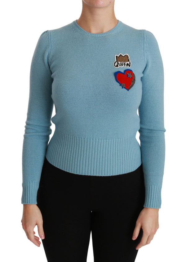 Pull en laine perlé par le coeur reine