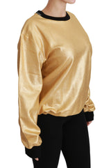 Eleganter goldener Crew Neck -Baumwollpullover