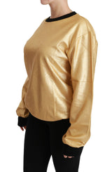 Eleganter goldener Crew Neck -Baumwollpullover