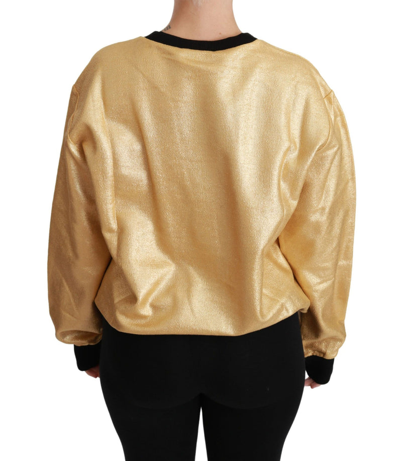 Eleganter goldener Crew Neck -Baumwollpullover