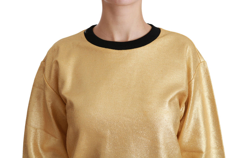 Eleganter goldener Crew Neck -Baumwollpullover