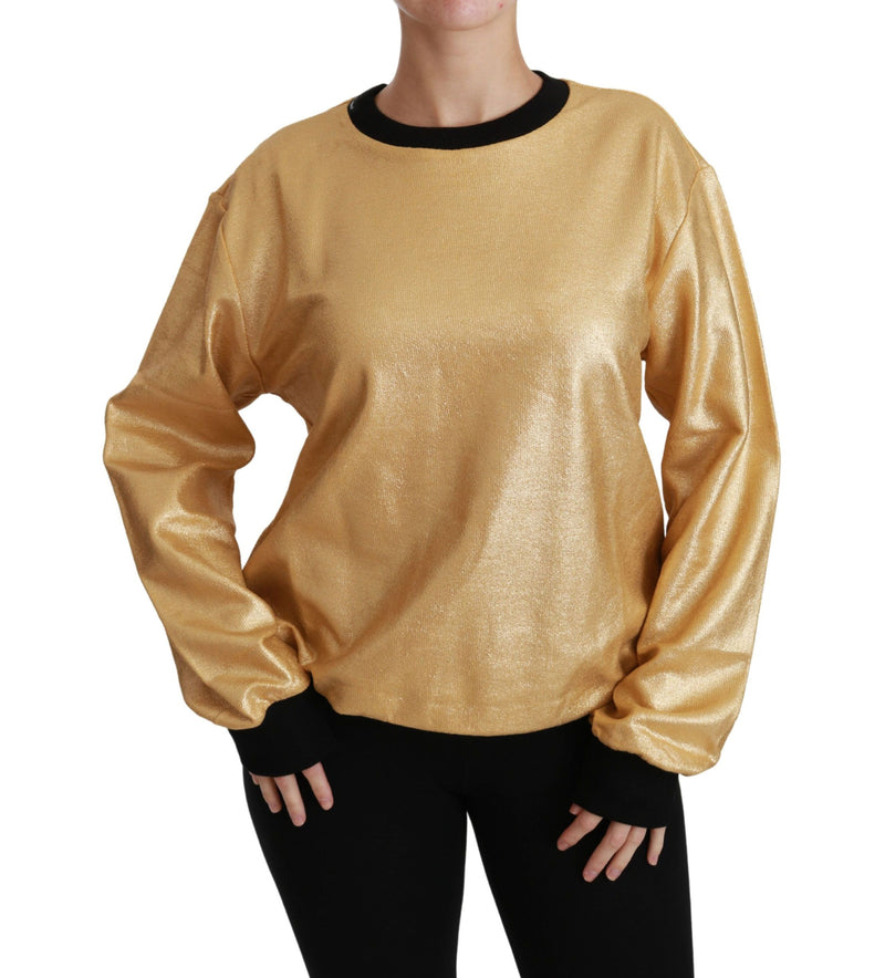 Eleganter goldener Crew Neck -Baumwollpullover