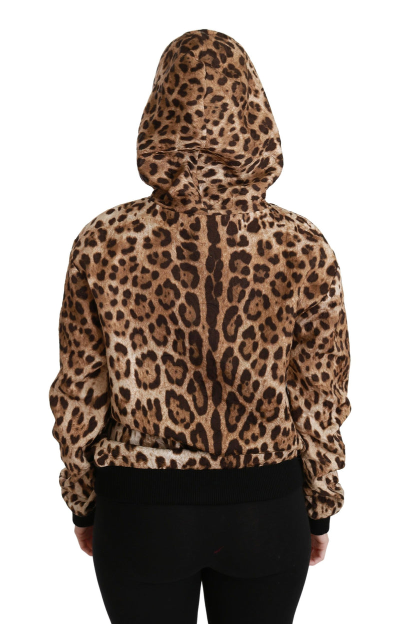 Elegante suéter con capucha con estampado de leopardo