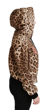 Elegant Leopard Print Hooded Sweater