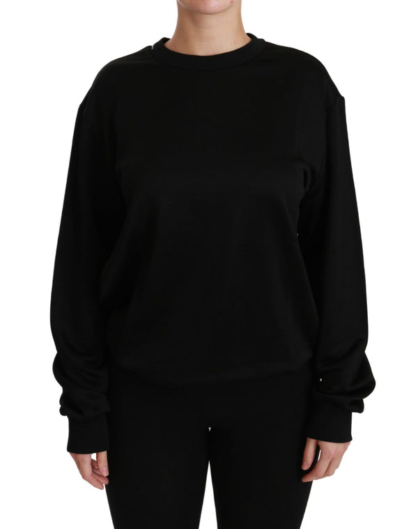 Elegante maglione pullover in cotone nero in cotone nero