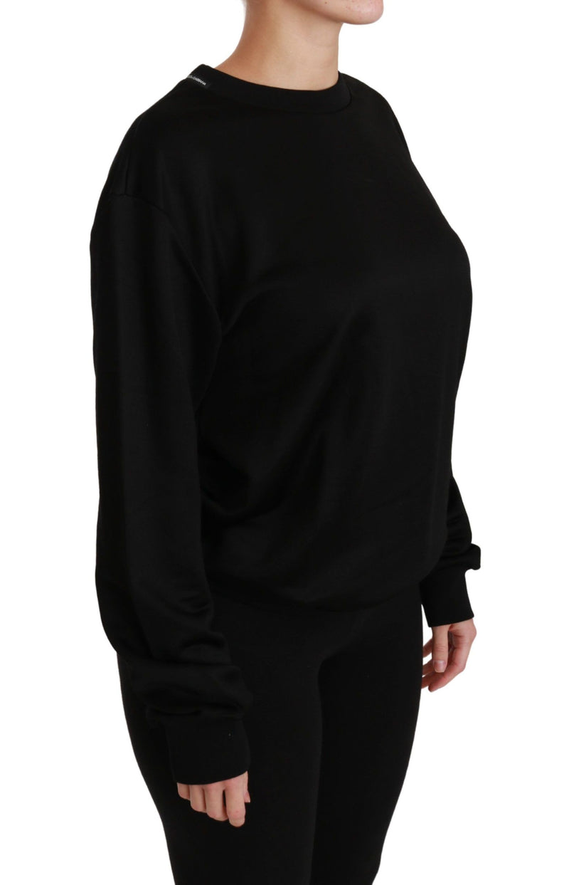 Elegante maglione pullover in cotone nero in cotone nero