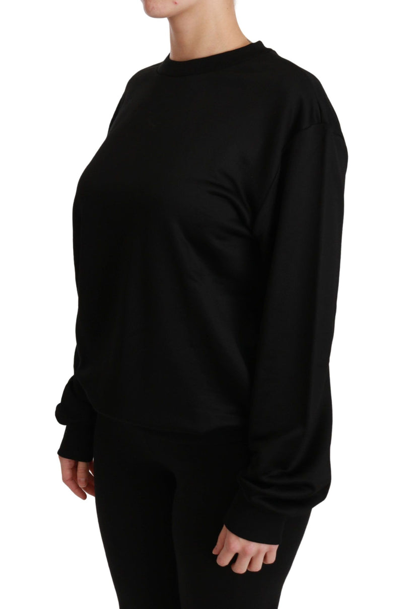 Elegante maglione pullover in cotone nero in cotone nero