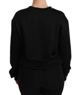 Elegante maglione pullover in cotone nero in cotone nero