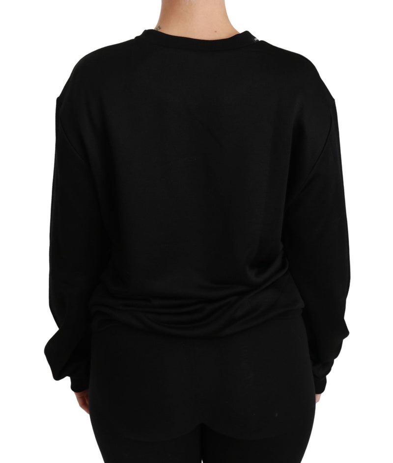 Elegante maglione pullover in cotone nero in cotone nero