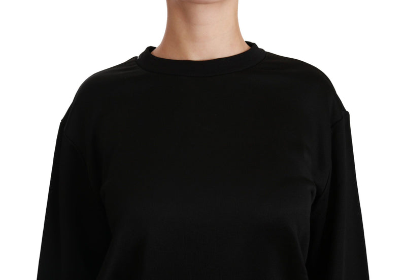 Elegante maglione pullover in cotone nero in cotone nero