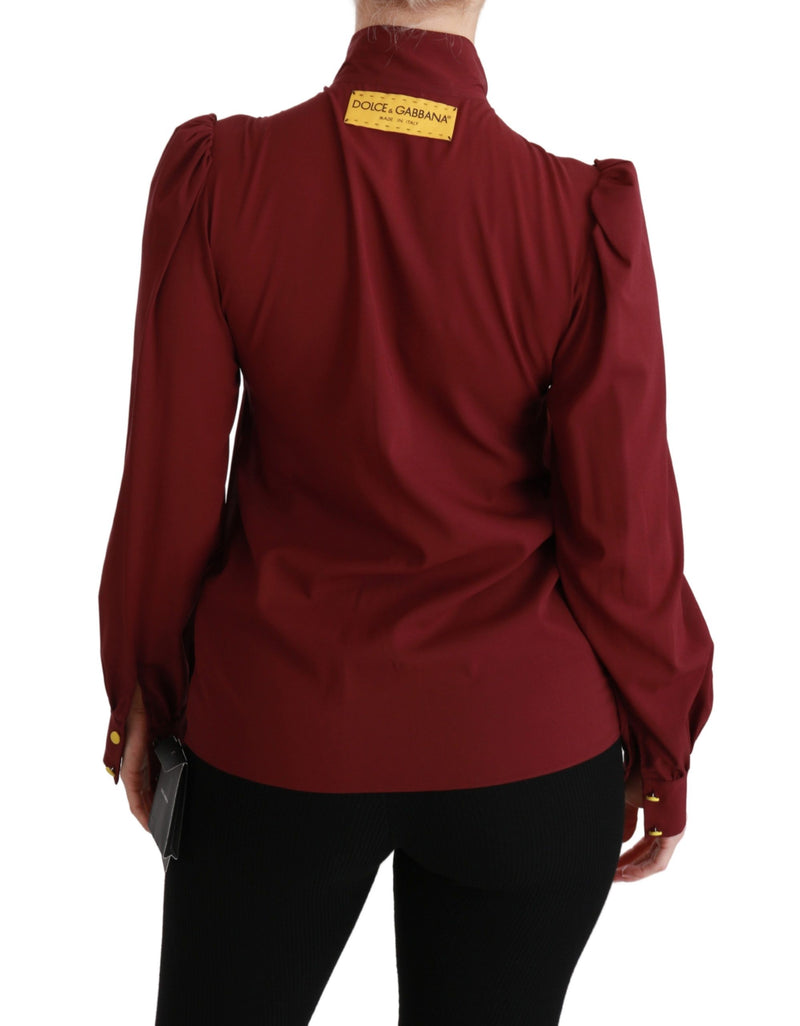 Elegante kastanfarbene Seidenmischung Polobluse