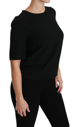 Elegantes schwarzes Stretchbluse -Oberteil