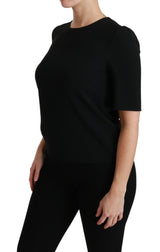 Elegantes schwarzes Stretchbluse -Oberteil