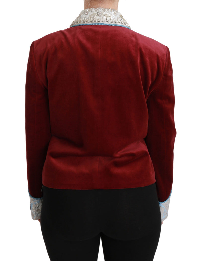 Blazer di dettagli barocco rosso opulento