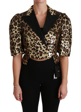 Gold Leopard Print Short Sleeve Blazer