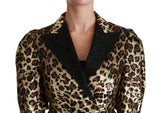 Blazer de manga corta de estampado de leopardo dorado