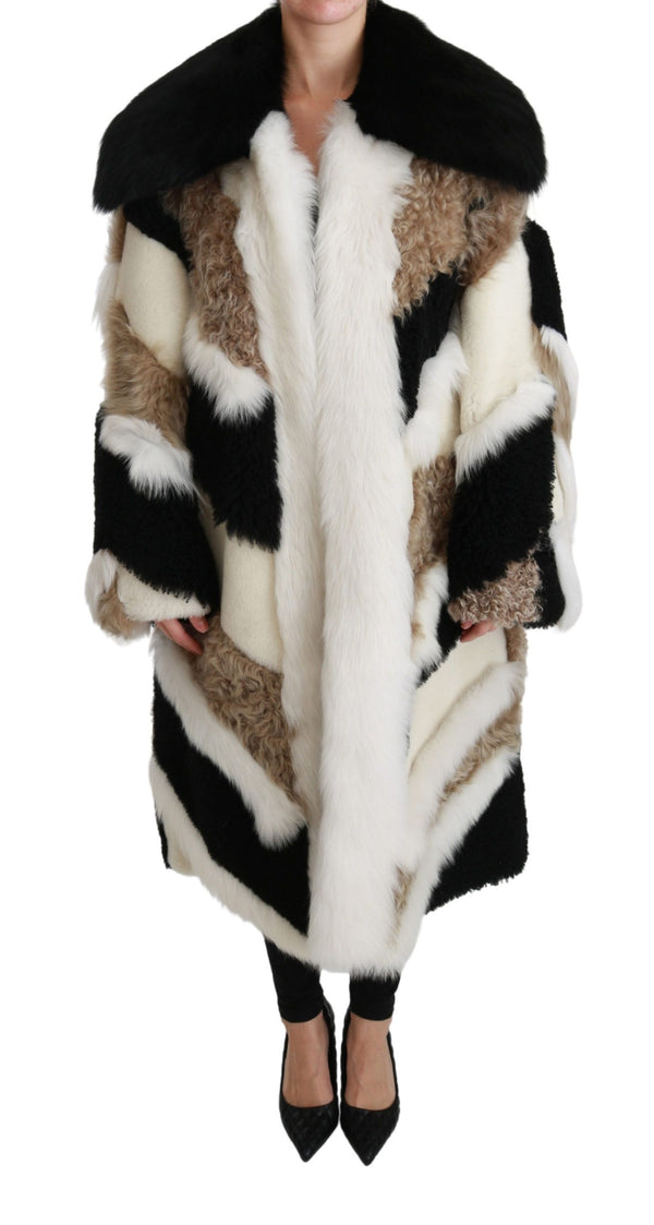 Elegante cappotto di Cape Shearling Multicolor