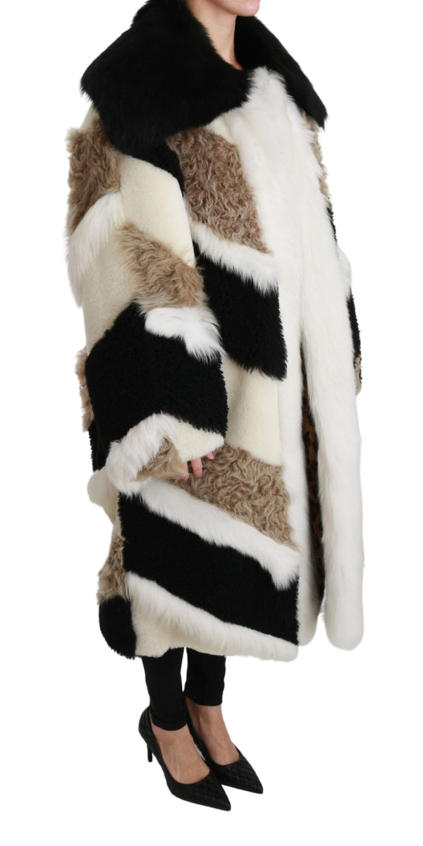 Elegante cappotto di Cape Shearling Multicolor