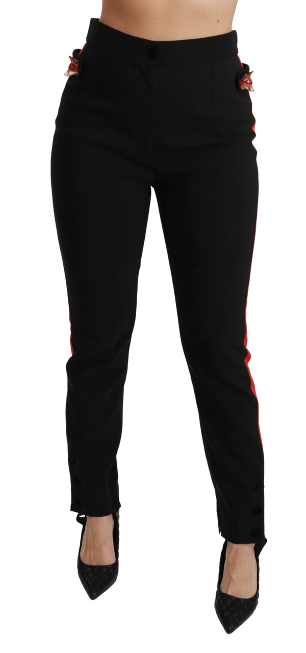 Pantalon maigre haute taille en noir