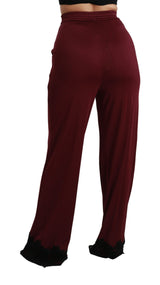 Elegante kastanienbraune Hose mit hoher Taille