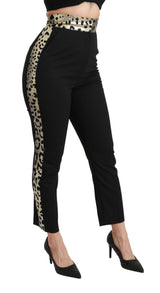 Leopardo de oro Jacquard Pantalones de cintura alta