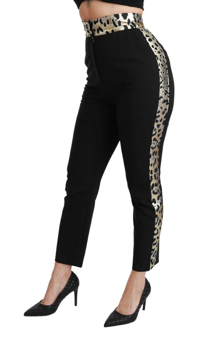 Pantaloni in vita ad alta vita leopardo oro