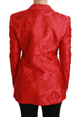 Blazer de patrón de ángel floral rojo