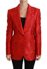 Blazer de patrón de ángel floral rojo